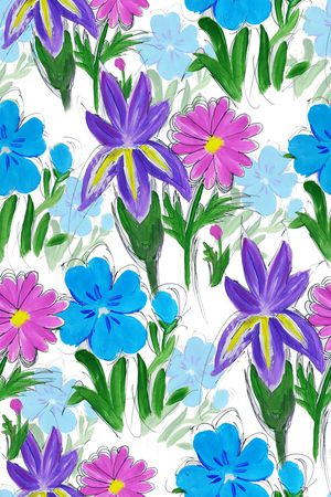 手绘大花印花华亿平台图片