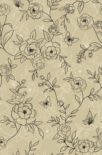 线条花卉印花华亿平台图片