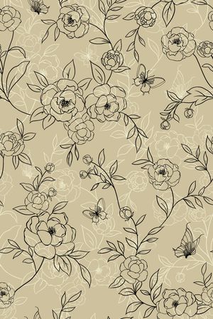 线条花卉印花华亿平台图片