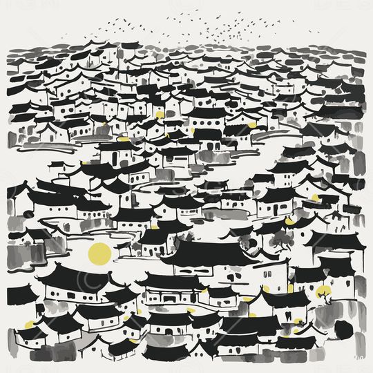 水墨印花华亿平台图片