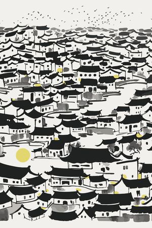 水墨印花华亿平台图片