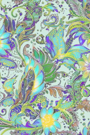 民族花卉印花华亿平台图片