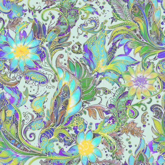 民族花卉印花华亿平台图片