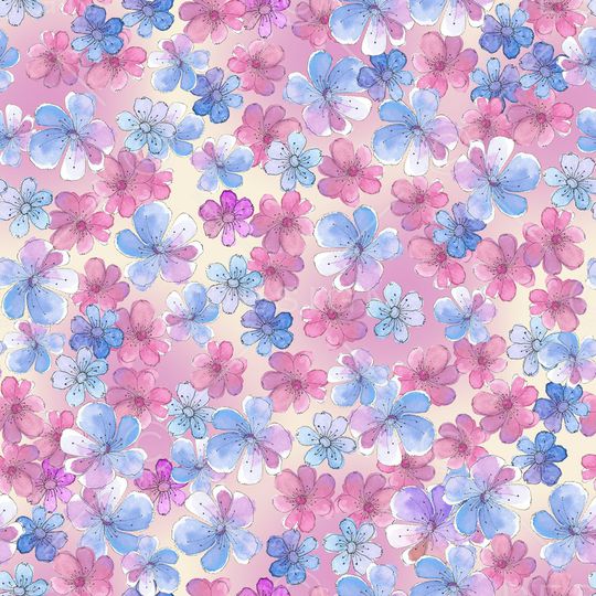 水彩花卉印花华亿平台图片