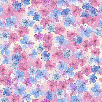 水彩花卉印花华亿平台图片