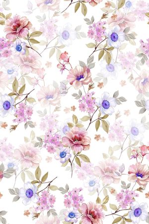 水彩花卉印花华亿平台图片