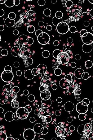 黑底花卉印花华亿平台图片