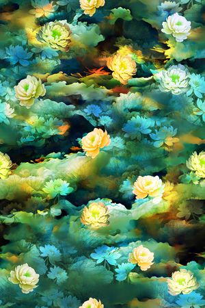 荷花印花华亿平台图片