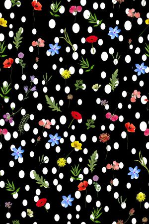 黑底花卉印花华亿平台图片