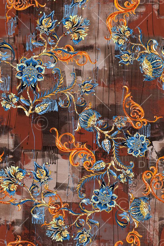 民族花卉印花华亿平台图片