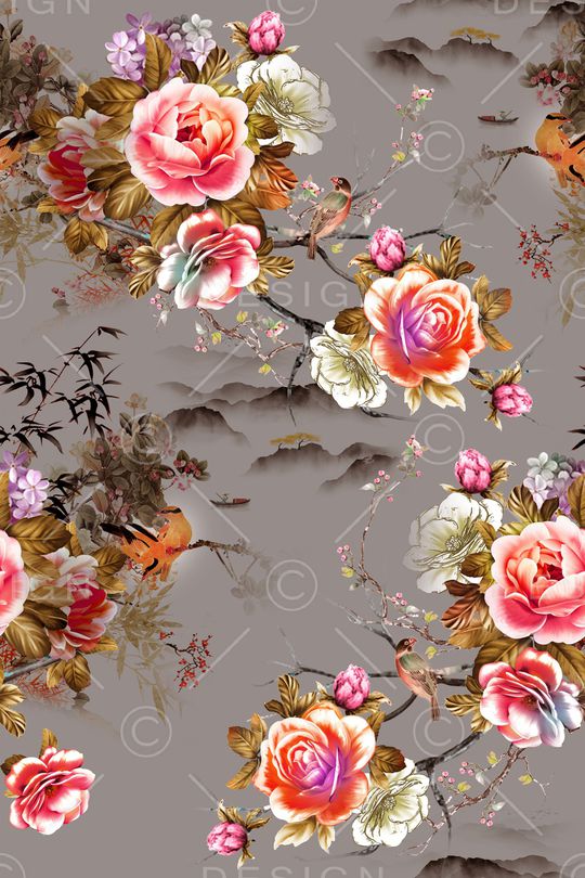 花卉印花华亿平台图片