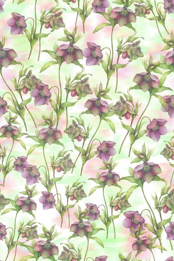 水彩花卉印花华亿平台图片