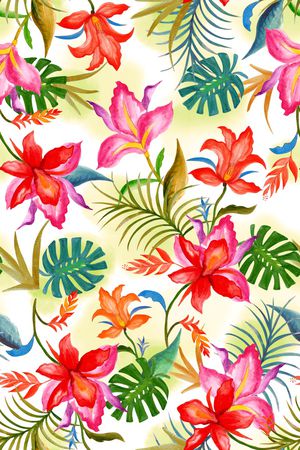 水彩花卉印花华亿平台图片