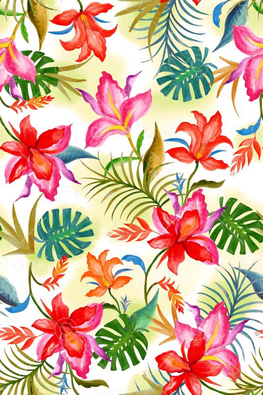 水彩花卉印花华亿平台图片