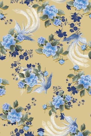 花鸟印花华亿平台图片