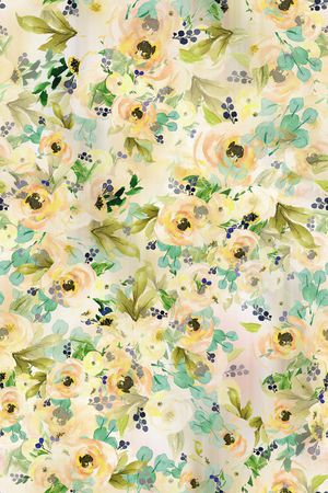 水彩花卉印花华亿平台图片