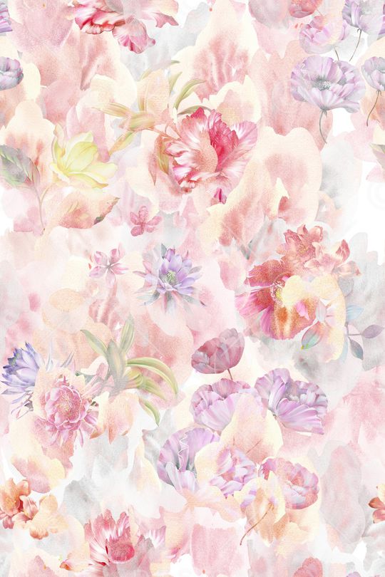 水彩花卉印花华亿平台图片