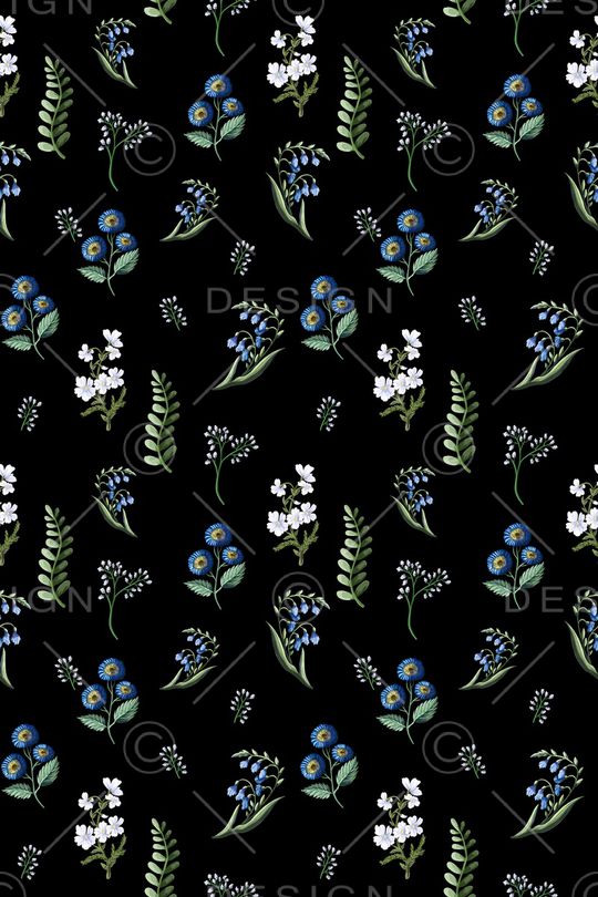 黑底花卉印花华亿平台图片