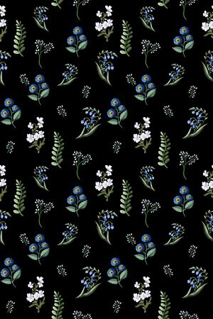 黑底花卉印花华亿平台图片