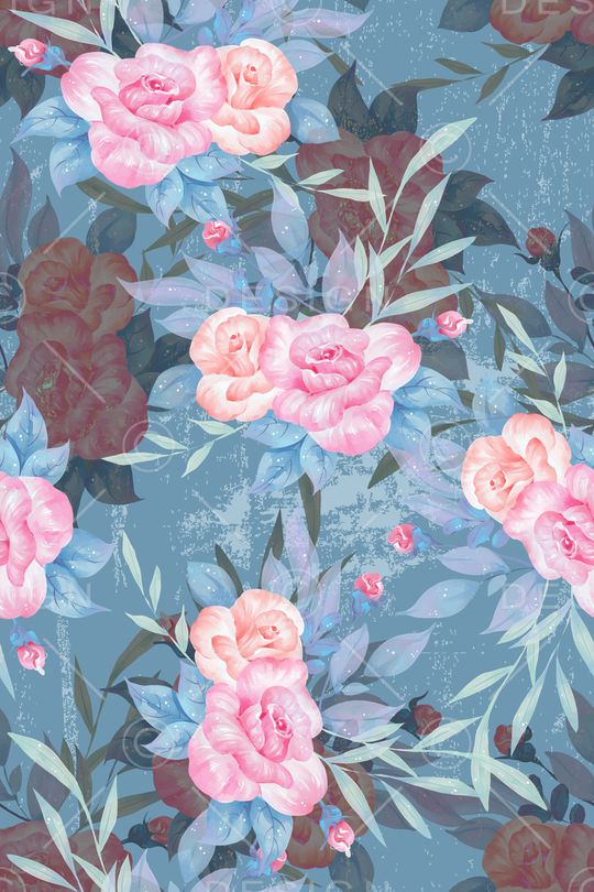 水彩花卉印花华亿平台图片