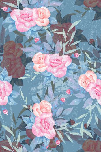 水彩花卉印花华亿平台图片