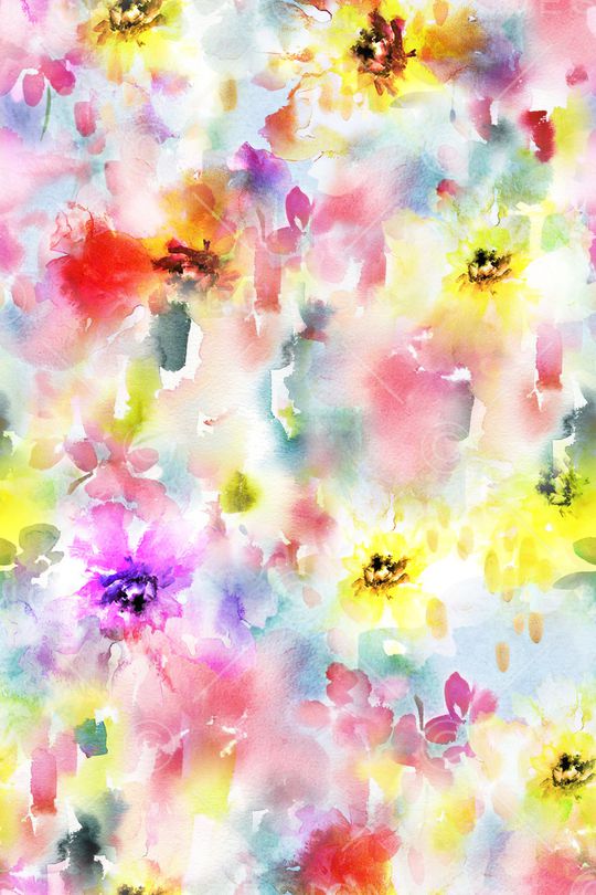 水彩花卉印花华亿平台图片