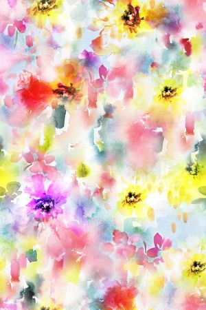 水彩花卉印花华亿平台图片