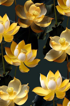 黑底花卉印花华亿平台图片