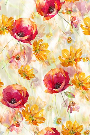 水彩花卉印花华亿平台图片