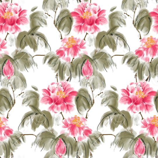 牡丹印花华亿平台图片