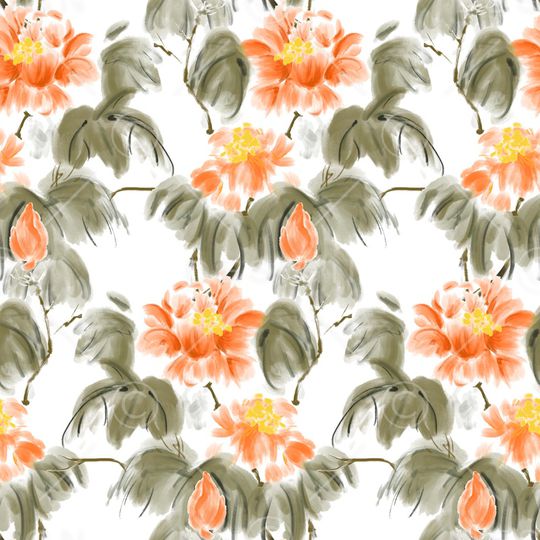 牡丹印花华亿平台图片