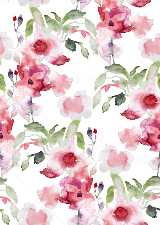 水彩花卉印花华亿平台图片