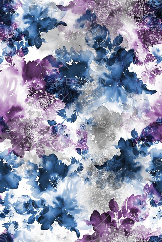 水彩花卉印花华亿平台图片