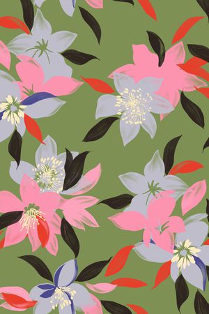 手绘大花印花华亿平台图片