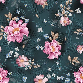 水彩花卉印花华亿平台图片