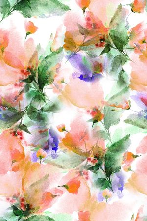 水彩花卉印花华亿平台图片