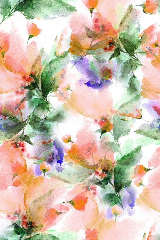 水彩花卉印花华亿平台图片