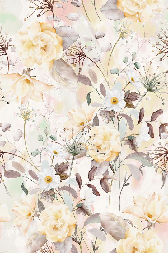 水彩花卉印花华亿平台图片