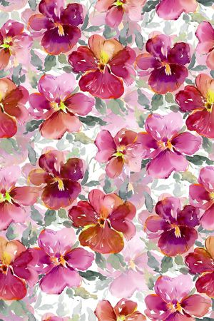 水彩花卉印花华亿平台图片