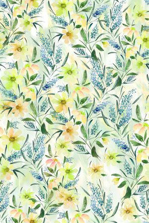 水彩花卉印花华亿平台图片