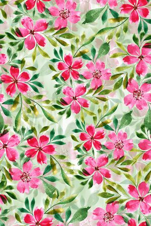 水彩花卉印花华亿平台图片