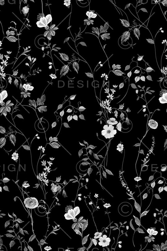 黑底花卉印花华亿平台图片