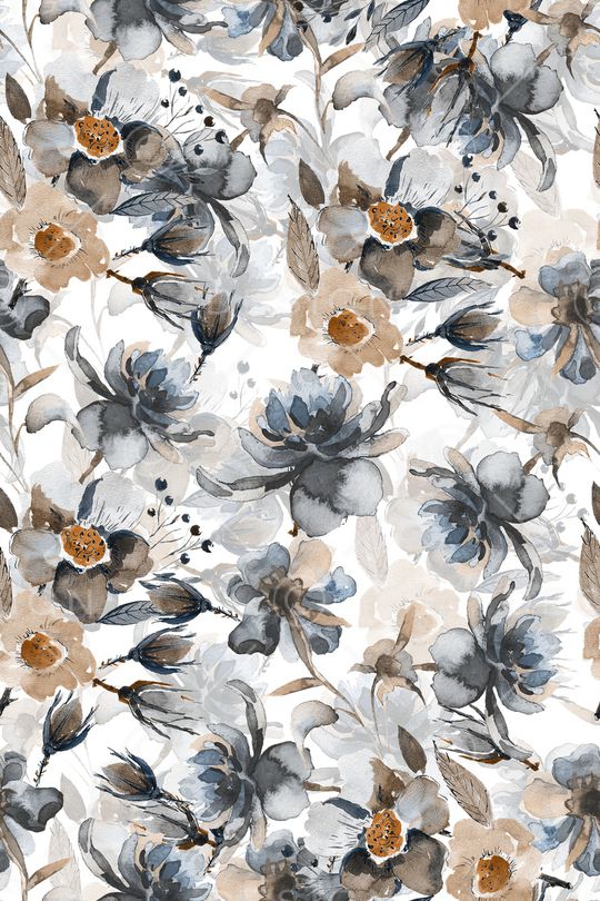 水彩花卉印花华亿平台图片