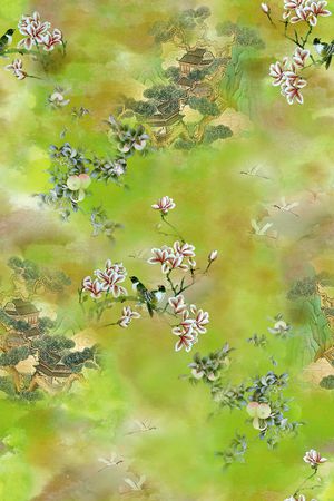 花鸟印花华亿平台图片