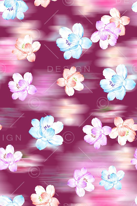 水彩花卉印花华亿平台图片