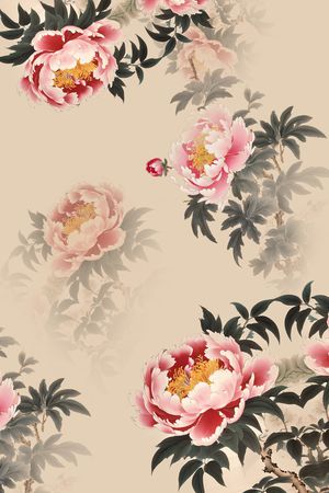 手绘大花印花华亿平台图片