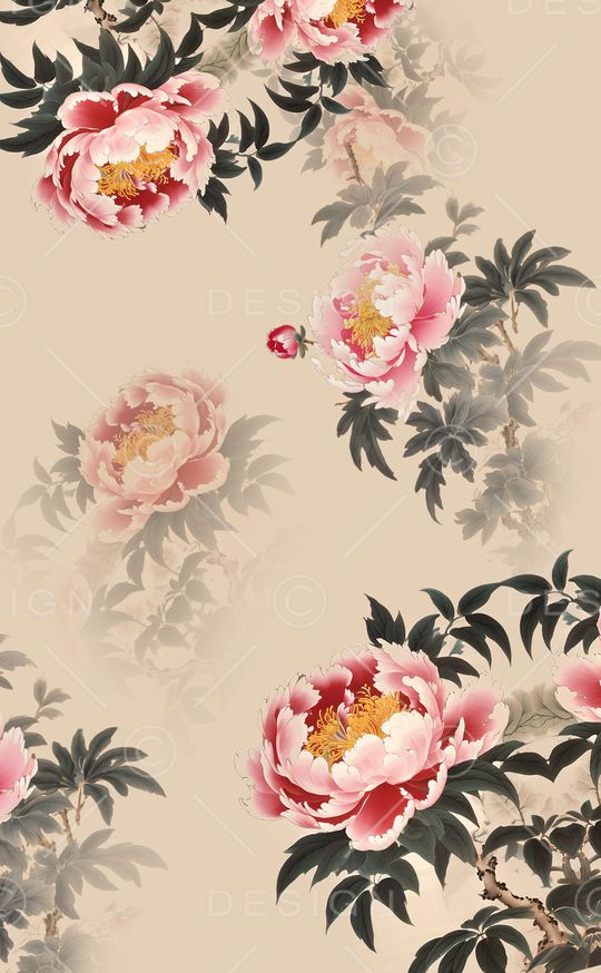 手绘大花印花华亿平台图片