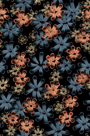 黑底花卉印花华亿平台图片