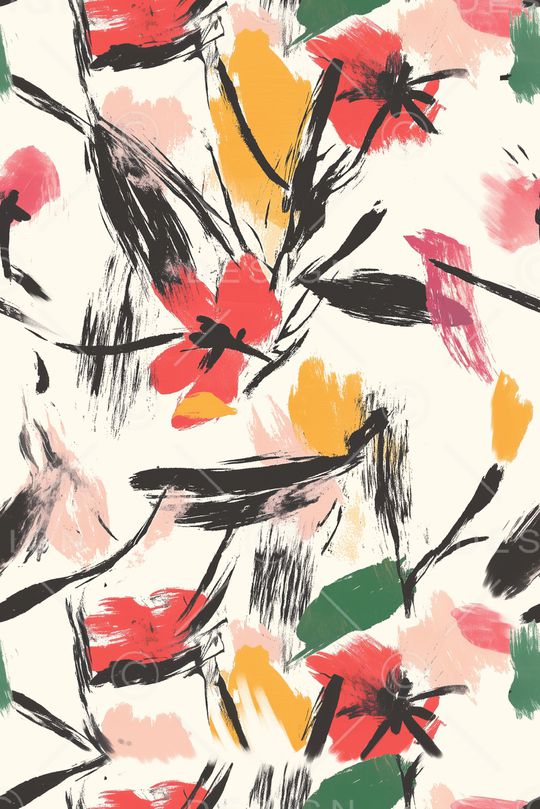 抽象花卉印花华亿平台图片