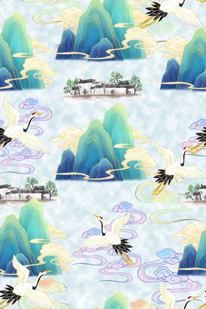 仙鹤印花华亿平台图片